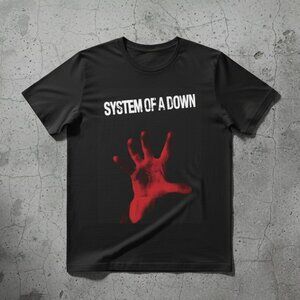 System Of A Down Red Hand Graphic Rock Band T-Shirt